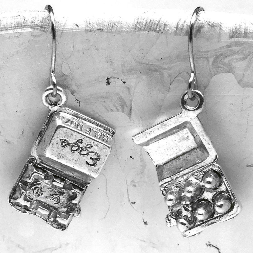 Miniature Egg Carton Egg Fried Omelette Lovers Food Foodie Charm Gift Earrings